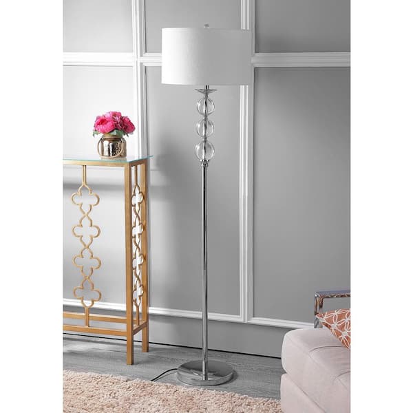 Pippa 62 in. Clear/Black Glass Globe Floor Lamp with White Shade