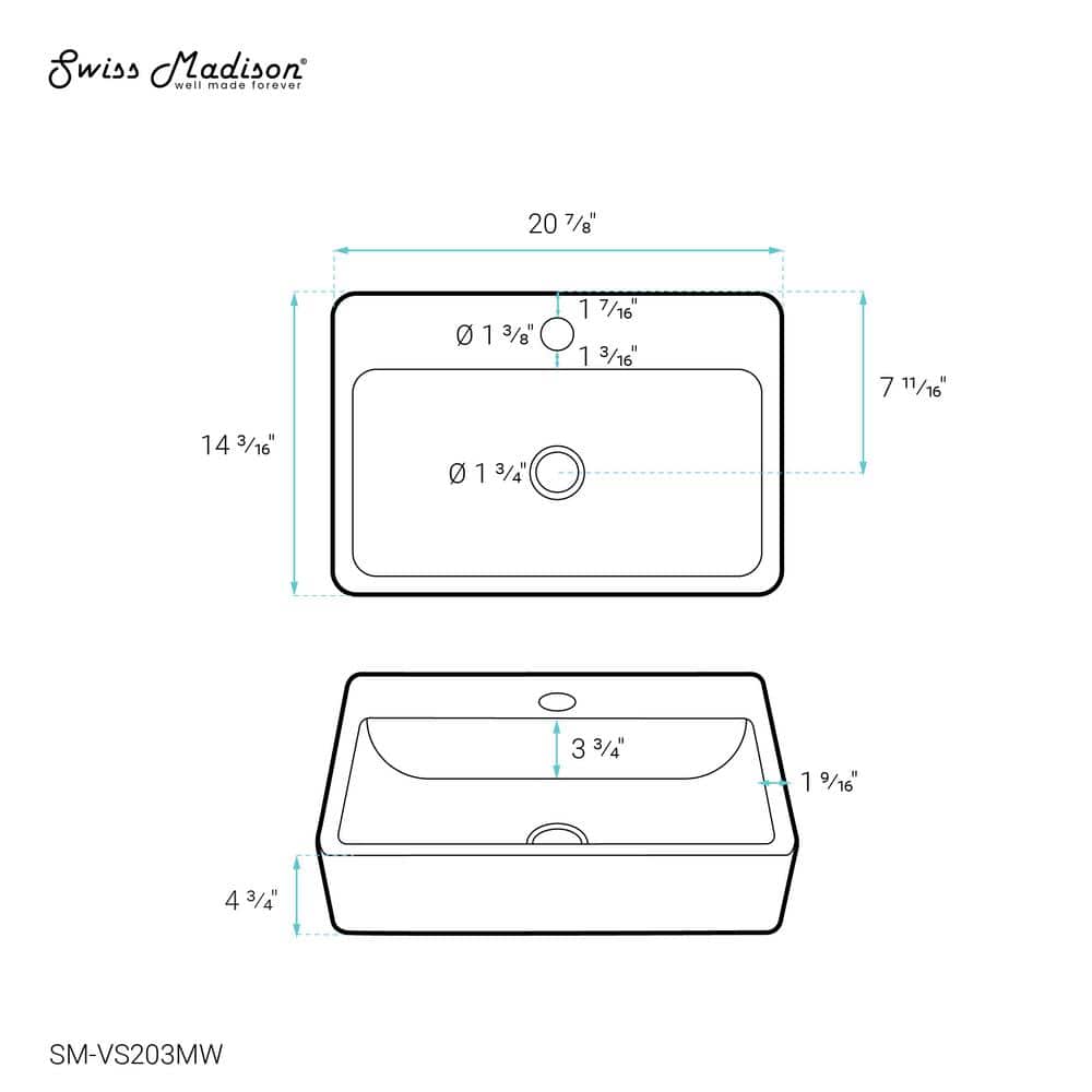 Claire 21" Matte White Ceramic Above-Counter Vessel Sink