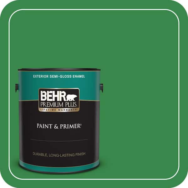 BEHR PREMIUM PLUS 1 gal. #P400-7 Paradise of Greenery Semi-Gloss Enamel Exterior Paint & Primer