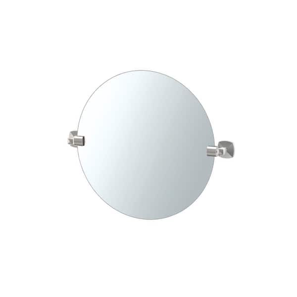 Gatco Jewel 24 in. x 20 in. Frameless Single Round Mirror in Satin Nickel