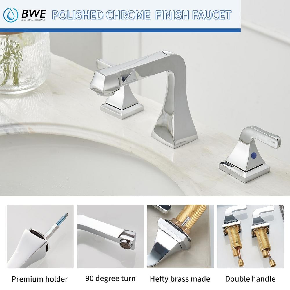 Polished Chrome Widespread 2-Handle Bathroom Sink Faucet