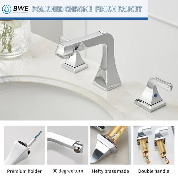8 in. Widespread 2-Handle Bathroom Sink Faucet in Polished Chrome