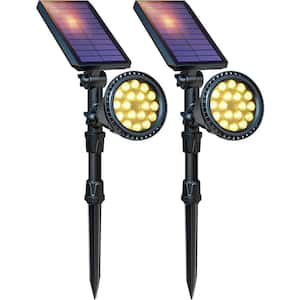 Solar Outdoor Lights, Warm Light Adjustable Solar Spot Lights Outdoor, 2 Pack