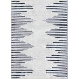 Apollo Bree Ivory Grey 5 ft. x 7 ft. Moroccan Moroccan Diamond Flat-Weave Area Rug