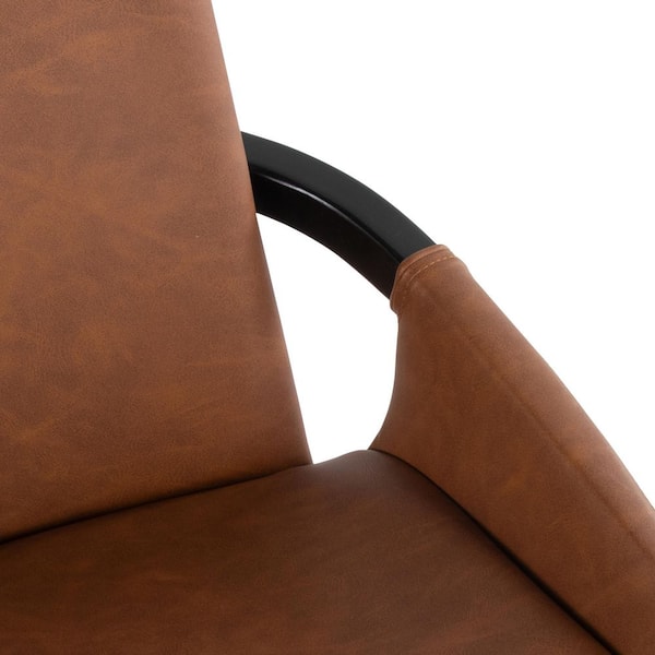 Lumisource Cosmo Camel Faux Leather and Black Wood Side Chair CH