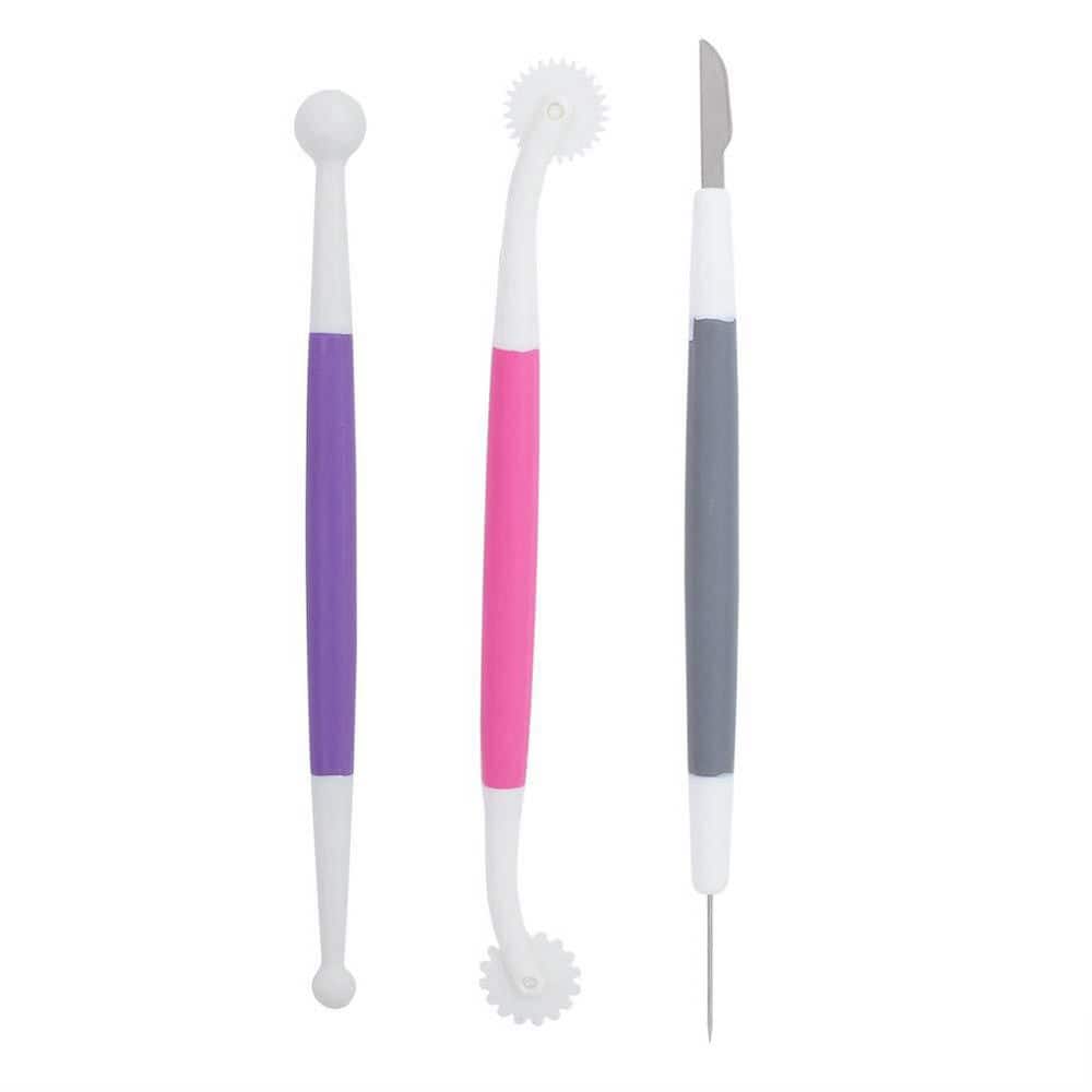 Food Grade Plastic Fondant and Gum Paste Decorating Tool Set with High Temperature Resistance 3-Pack for Baking