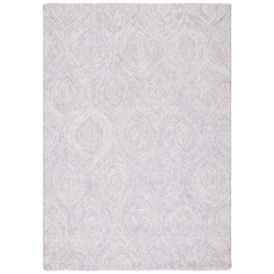Micro-Loop Silver/Ivory 4 ft. x 6 ft. Distressed Abstract Floral Area Rug