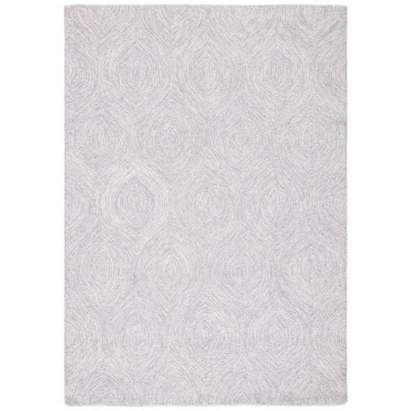 SAFAVIEH Micro-Loop Silver/Ivory 4 ft. x 6 ft. Distressed Abstract Floral Area Rug