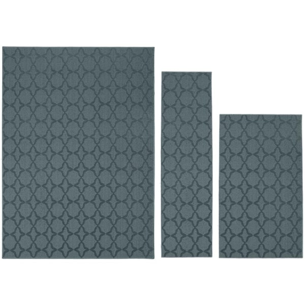 Garland Rug Sparta Sea Foam 5 ft. x 7 ft. 3-Piece Rug Set