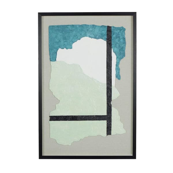 Litton Lane 1- Panel Abstract Mixed Media Inspired Framed Wall Art with Black Frame 36 in. x 24 in.