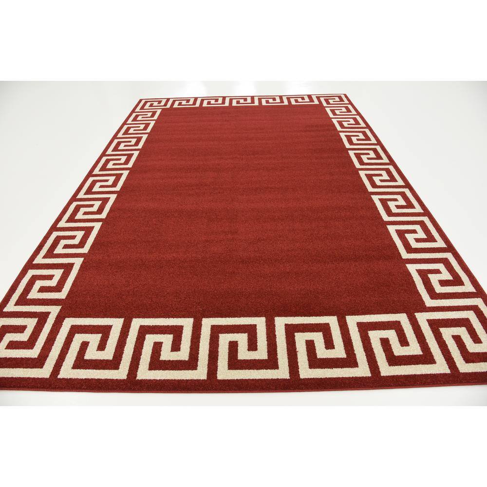 Rectangular Terracotta Geometric Easy Care Synthetic Rug