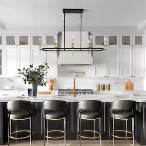 Transitional 49.2 in. 8-Light Black and Dark Gold Candlestick Chandelier for Kitchen Island Large Pendant LED Compatible