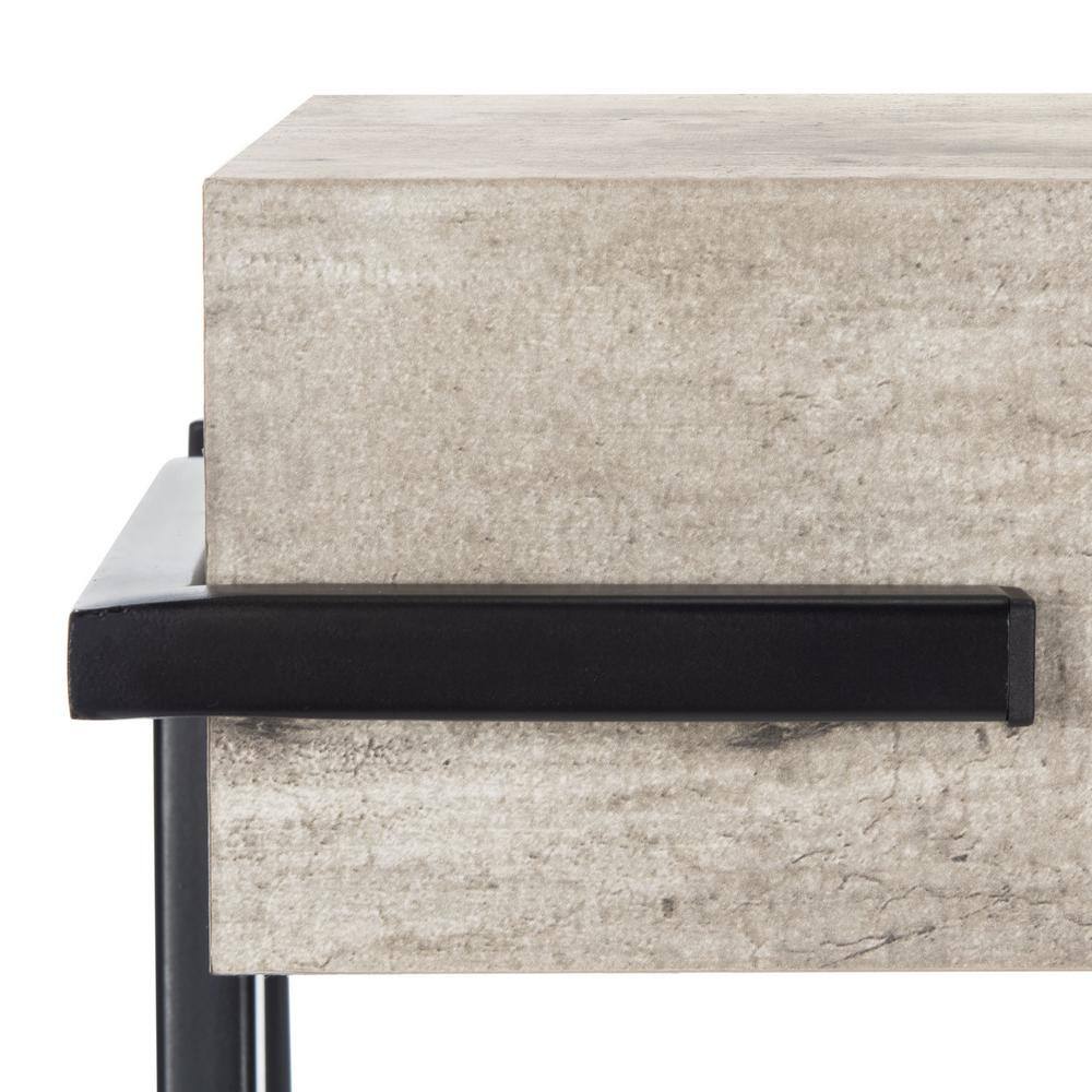 Lux Transitional Black & White Rectangular Console Table with Iron Legs