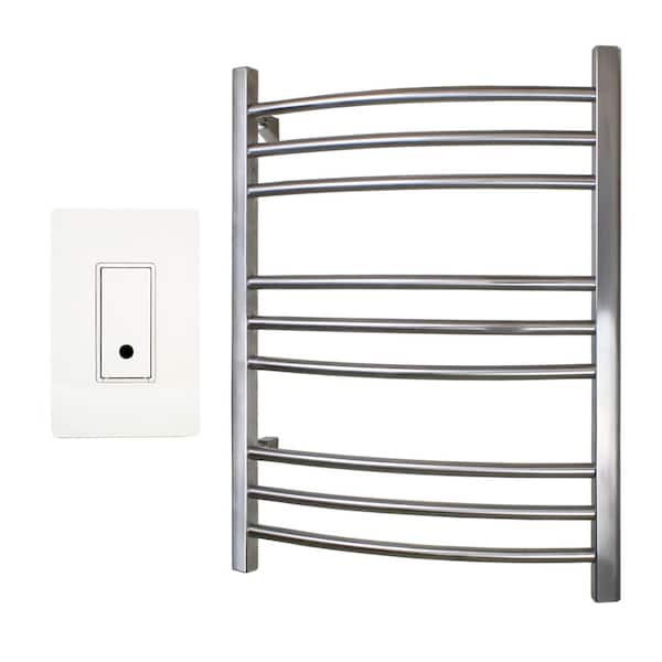 WarmlyYours Riviera 9-Bar Towel Warmer in Brushed Stainless Steel (Hardwired) with WeMo Wi-Fi Switch
