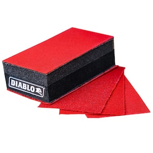 Reusable Hand Sanding Block with Assorted SandNET Faster Reusable Sheets (80, 120, 220 Grit)