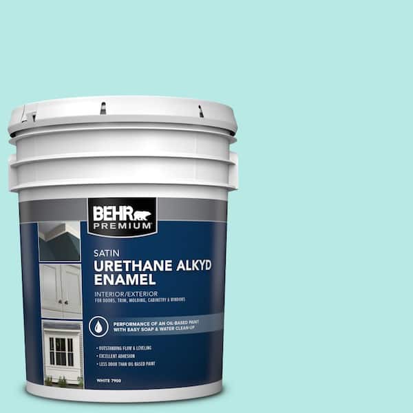 BEHR PREMIUM 5 gal. #P450-2 Tahitian Breeze Urethane Alkyd Satin Enamel Interior/Exterior Paint