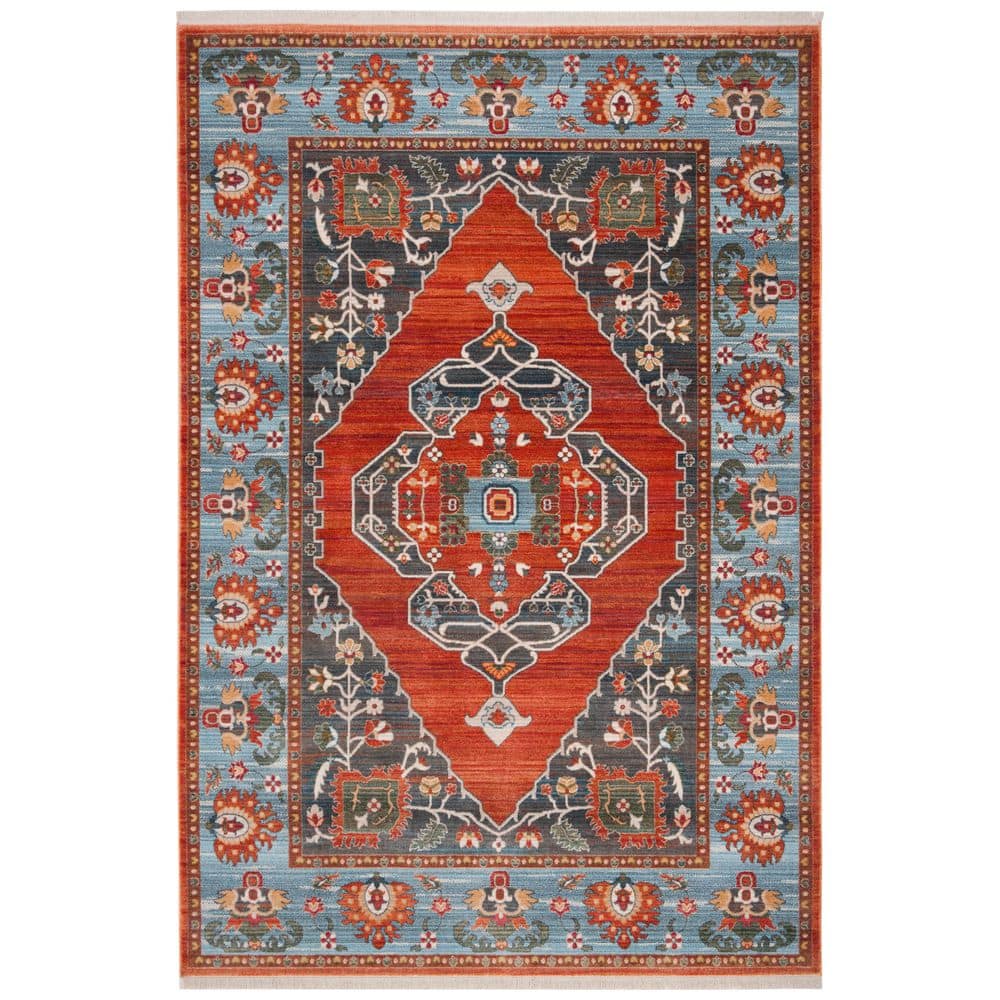 Vintage Persian 5 ft. x 8 ft. Rust/Blue Medallion Border Area Rug price history on PriceWatchPro