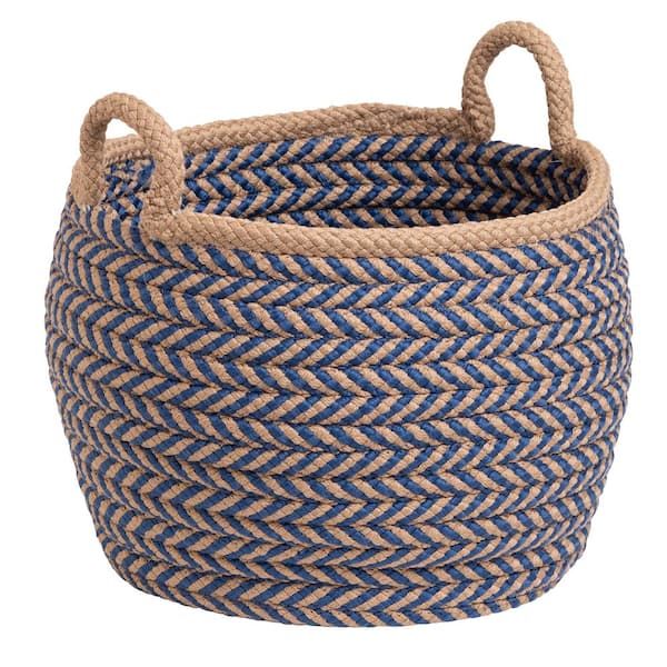 Colonial Mills Preve 18 in. x 18 in. x 17 in. Taupe and Blue Round Basket