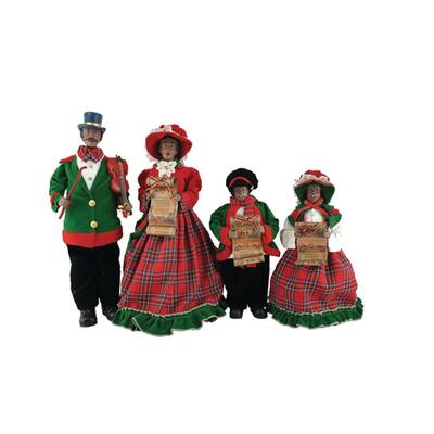 Santa S Workshop Inc 15 In To 18 In African American Victorian Carolers With Caroling Books 4 Set 4150 The Home Depot