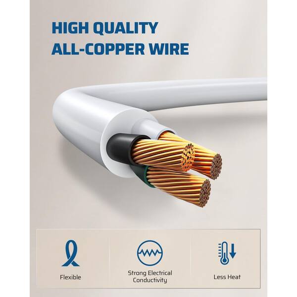 thumbnail image 2 of DEWENWILS 2 Pack 3ft Extension Cord – 14/3 SJTW Heavy Duty – 3 Prong – Indoor 2 of 6