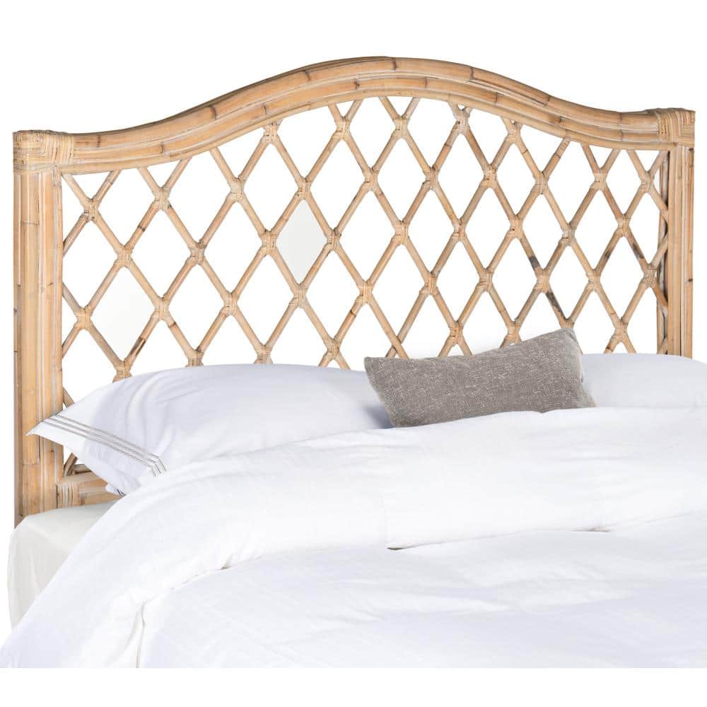 Transitional Full-Size Wicker Headboard in Rich Beige Tones