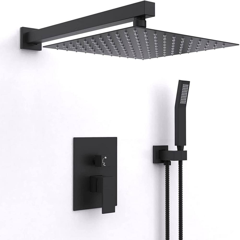 1-Spray Patterns 10 in. Wall Mount Shower Heads with Rough-In Valve Body and Trim in Matte Black price history on PriceWatchPro