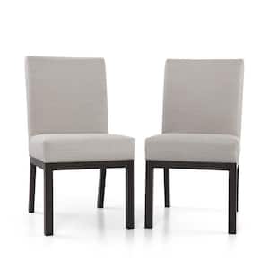 Beige Armless Stationary Padded Textilene Metal Outdoor Dining Chair (2-Pack)