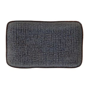 10.63 in. Titanium Dark Blue Stoneware Rectangular Platter Medium Juta (Set of 4)