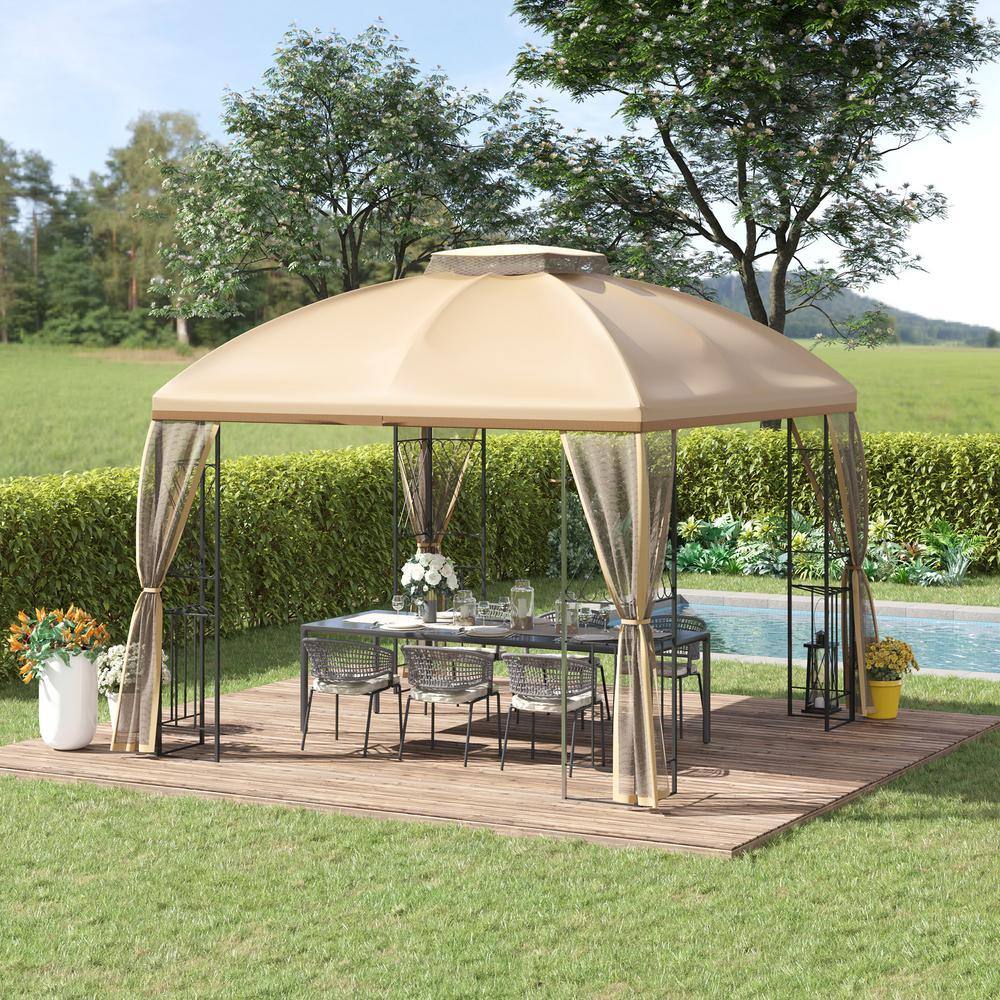 ToolCat 10 ft. x 10 ft. Patio Gazebo with Corner Shelves, Double Roof