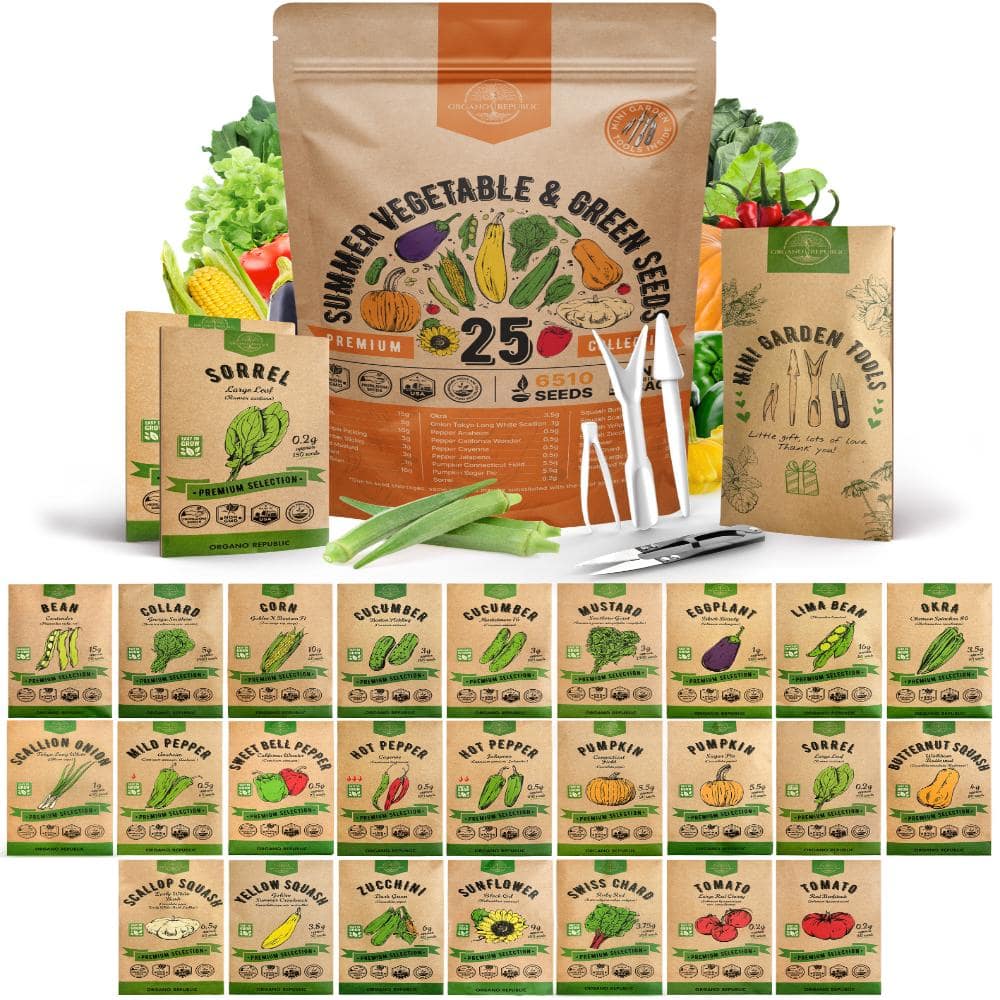 25 Summer Vegetable & Green Seeds - 6,510+ Non-GMO Heirloom Seeds for Planting Summer Vegetables and Fruits price history on PriceWatchPro