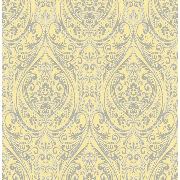 A-Street Prints Gypsy Yellow Damask Paper Strippable Roll Wallpaper (Covers 56.4 sq. ft.)