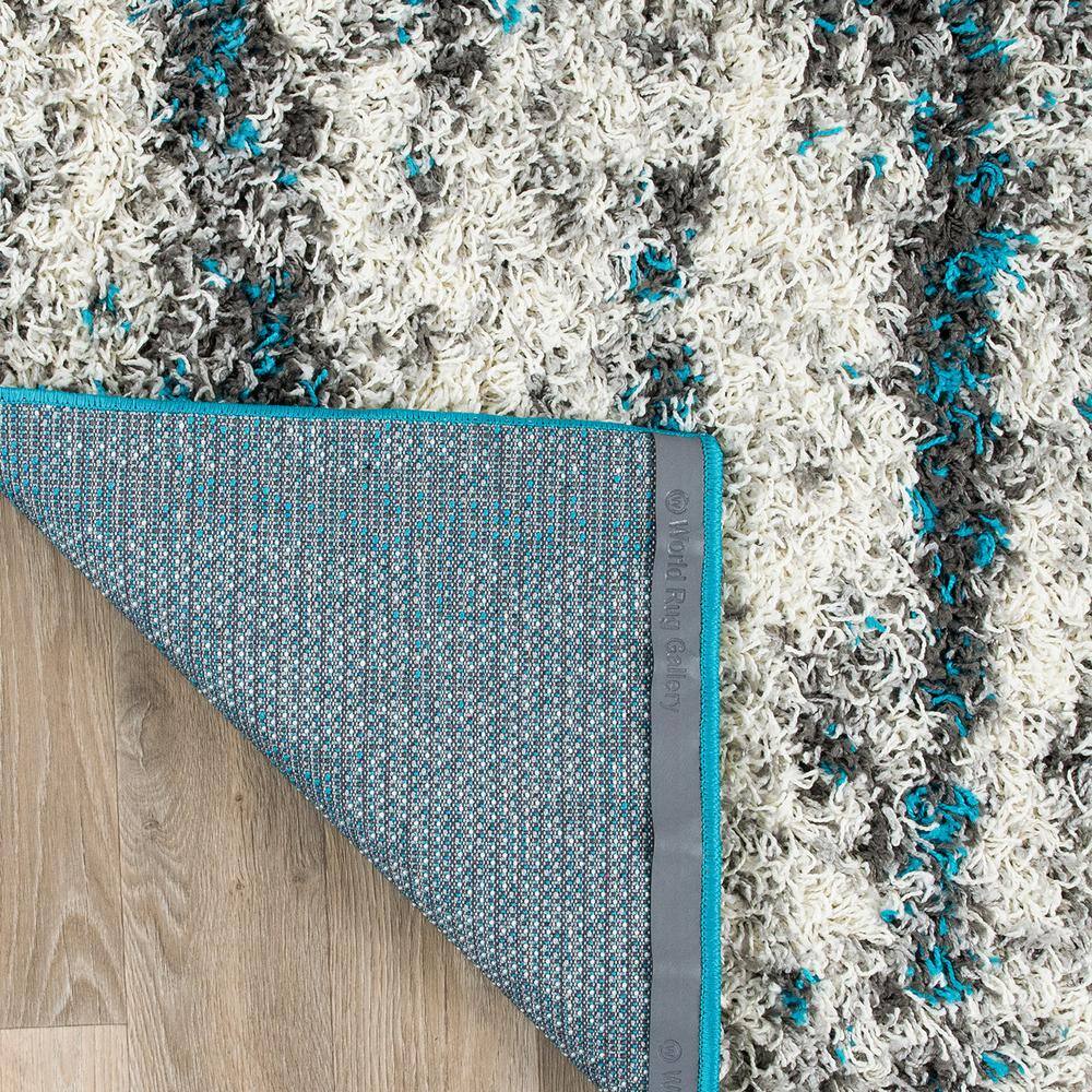 Turquoise and Gray Abstract Shag 8' x 10' Synthetic Rug
