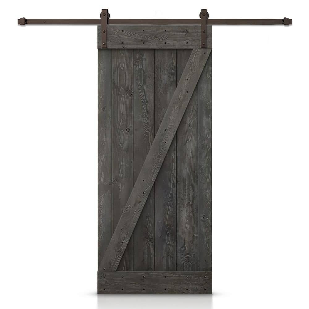 44 in. x 80 in. Z Series Carbon Gray Stained DIY Wood Interior Sliding Barn Door with Hardware Kit price history on PriceWatchPro