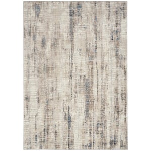 CK022 Infinity Ivory/Grey/Blue 5 ft. x 7 ft. All-Over Design Contemporary  Area Rug