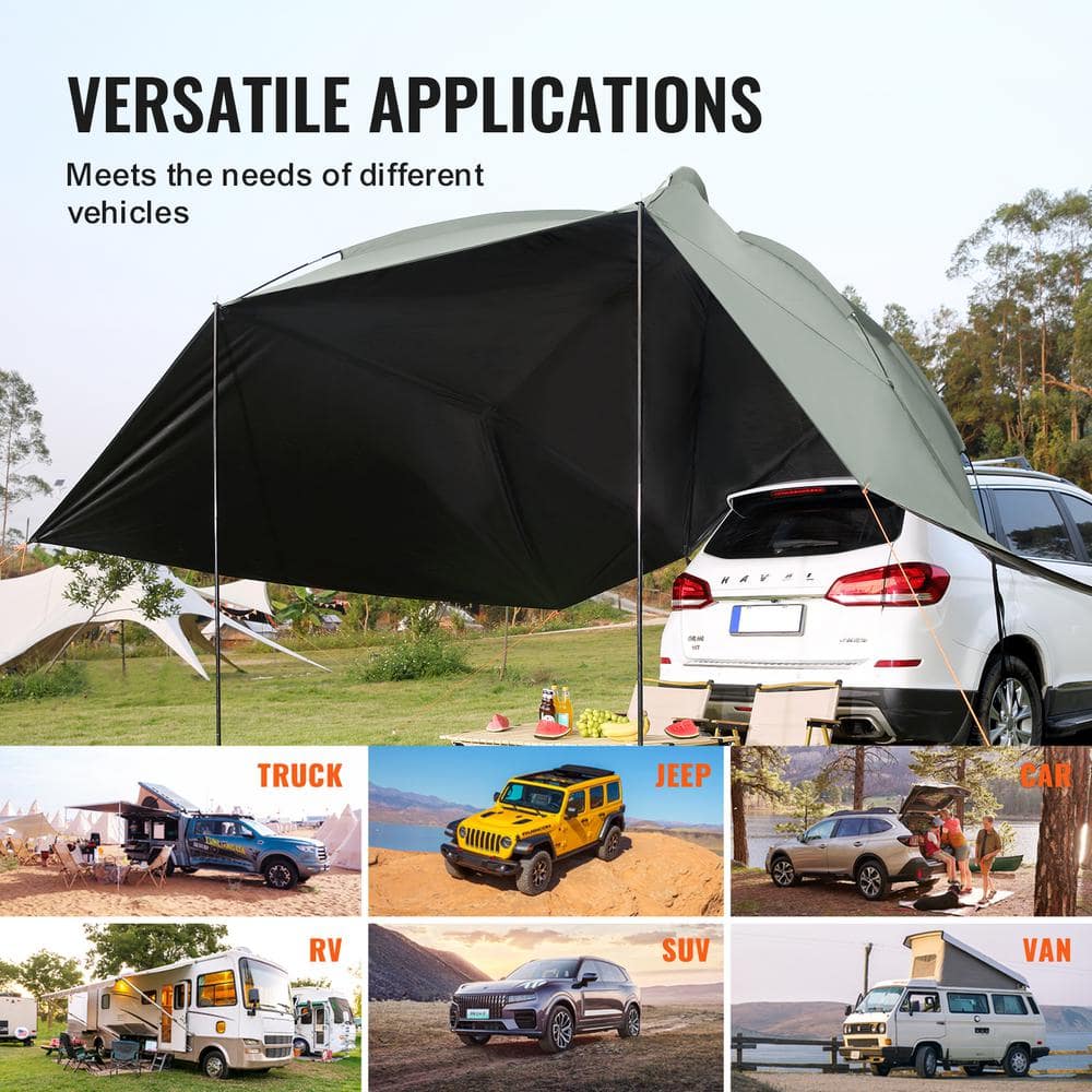 Large Portable Gray Car Side Awning with UV Protection