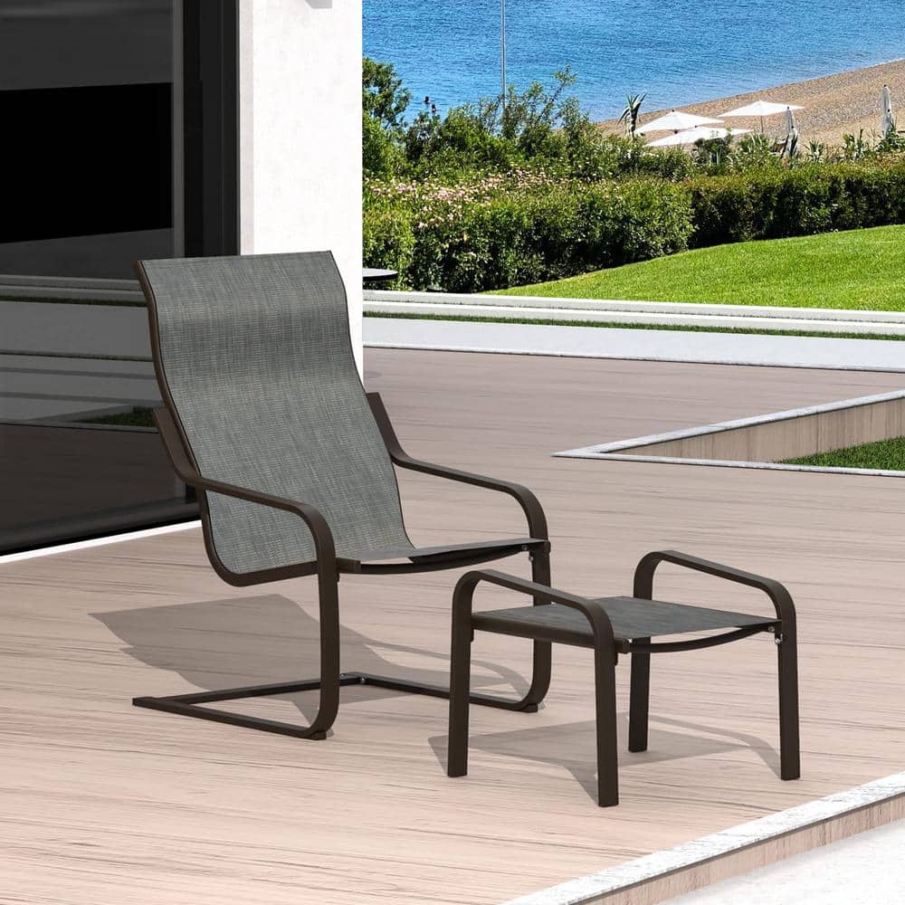 domi outdoor living Black C-Spring Metal Outdoor Dining