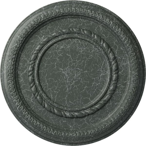 Ekena Millwork 1-1/8" x 12-5/8" x 12-5/8" Polyurethane Federal Roped Small Ceiling Medallion, Athenian Green Crackle