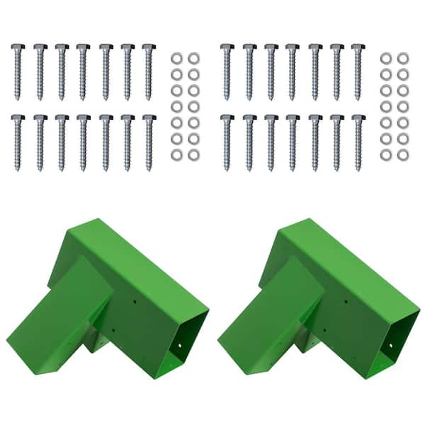 Heavy-Duty Durable and Rust Resistant Steel A-Frame End Swing Brackets for Playground Wooden Swing Set, Green (Set of 2)