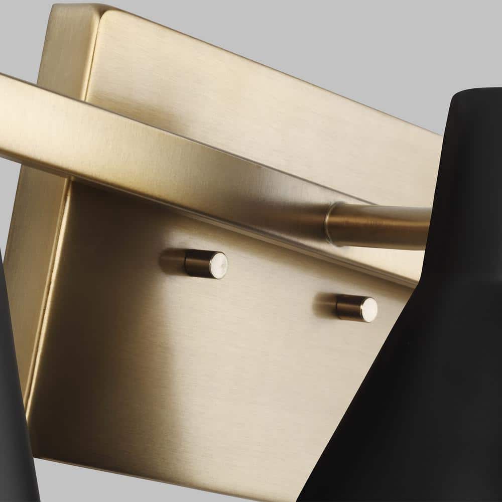 Towner 3-Light Satin Brass and Black Steel Bathroom Vanity Light
