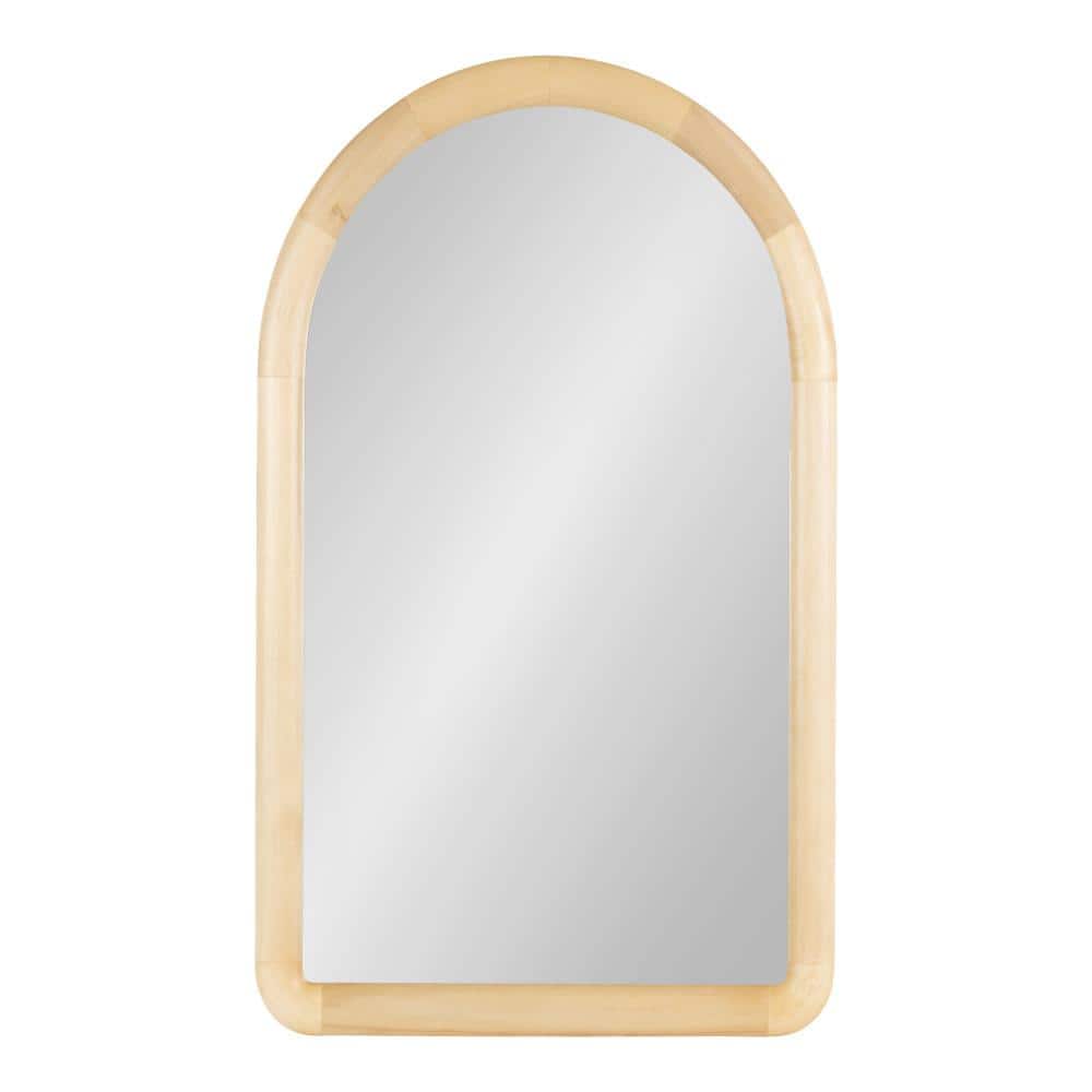 Natural Arched Wooden Wall Mirror 36" x 24"