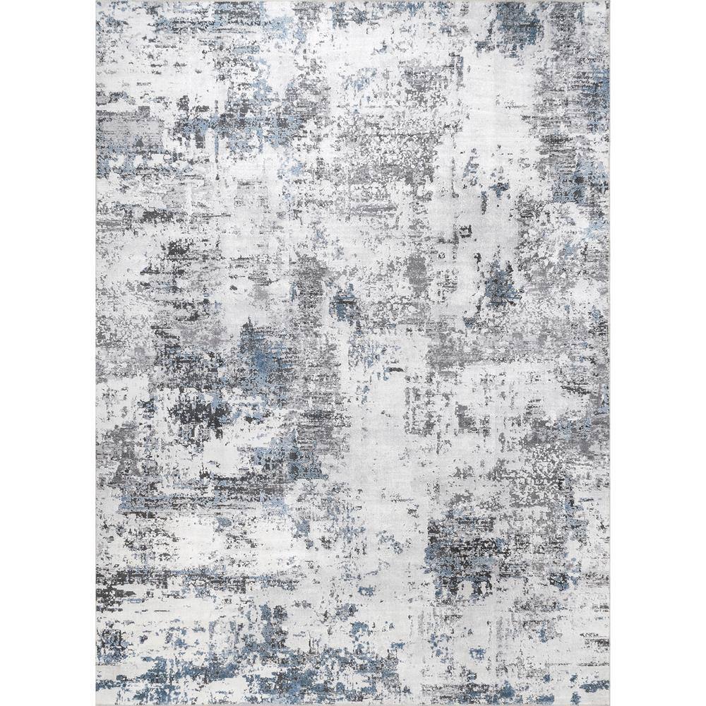 Gray Abstract Washable Synthetic Area Rug, 2' 6" x 8'