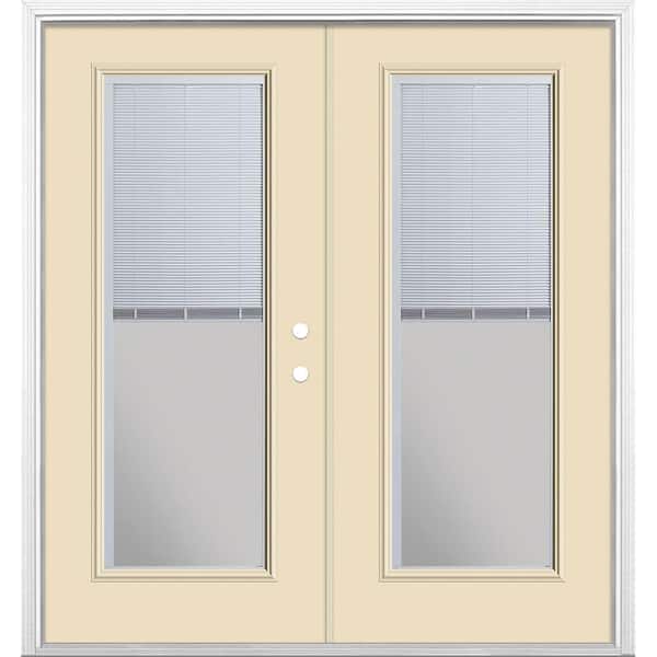 Masonite 72 in. x 80 in. Golden Haystack Steel Prehung Left-Hand Inswing Mini Blind Patio Door with Brickmold