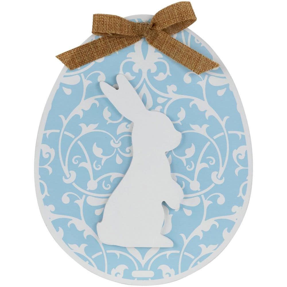 Easter Egg with Bunny and Burlap Bow Wooden Wall Decoration-9.5 in.-Blue price history on PriceWatchPro