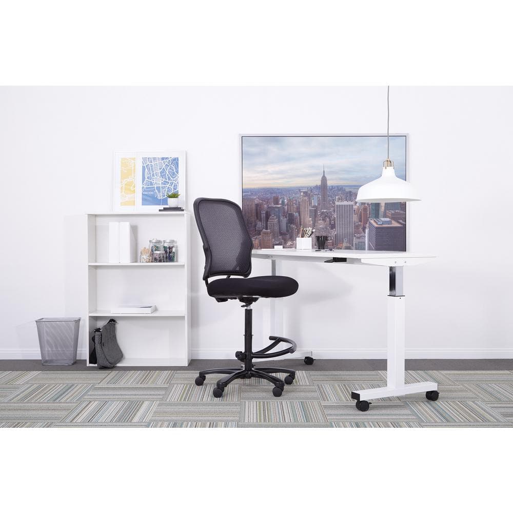 Black Mesh Ergonomic Drafting Swivel Chair with Footrest