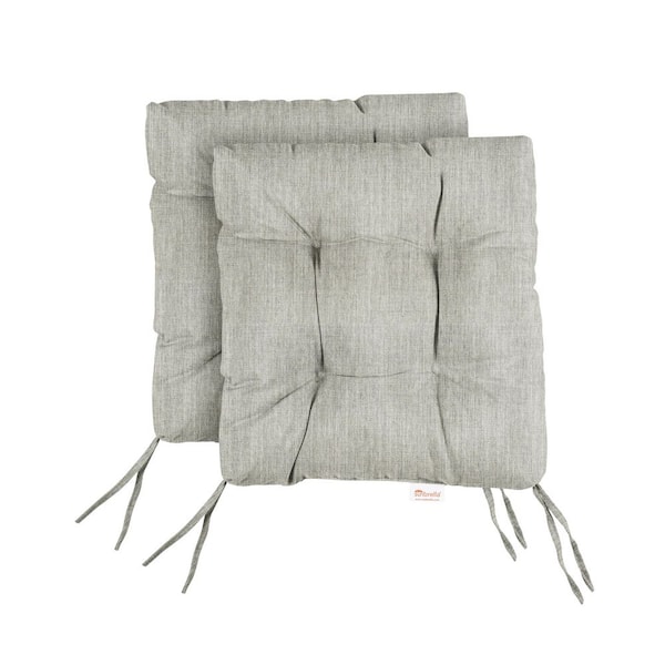 SORRA HOME Sunbrella Canvas Granite Tufted Chair Cushion Square Back 16 x 16 x 3 (Set of 2)