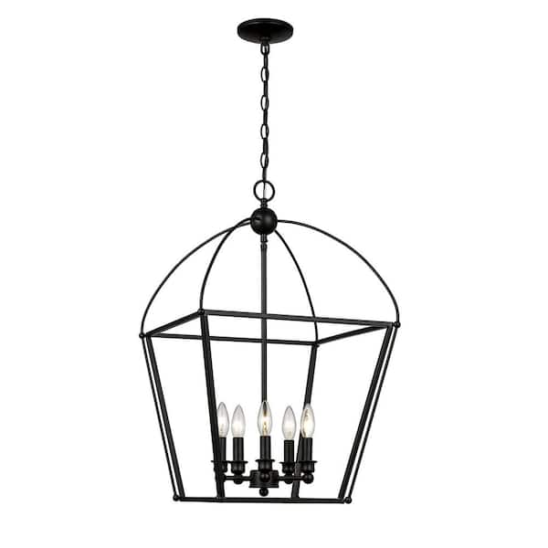 Bel Air Lighting Agnew 5-Light Oil Rubbed Bronze Hanging Kitchen Pendant Light with Metal Shade