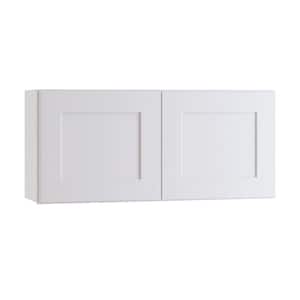 Newport Pacific White Plywood Shaker Assembled Wall Kitchen Cabinet Soft Close 33 in W x 12 in D x 15 in H