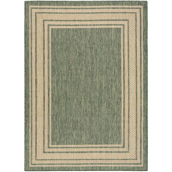 Horizon Green 4 ft. x 6 ft. Indoor/Outdoor Bordered Contemporary Area Rug