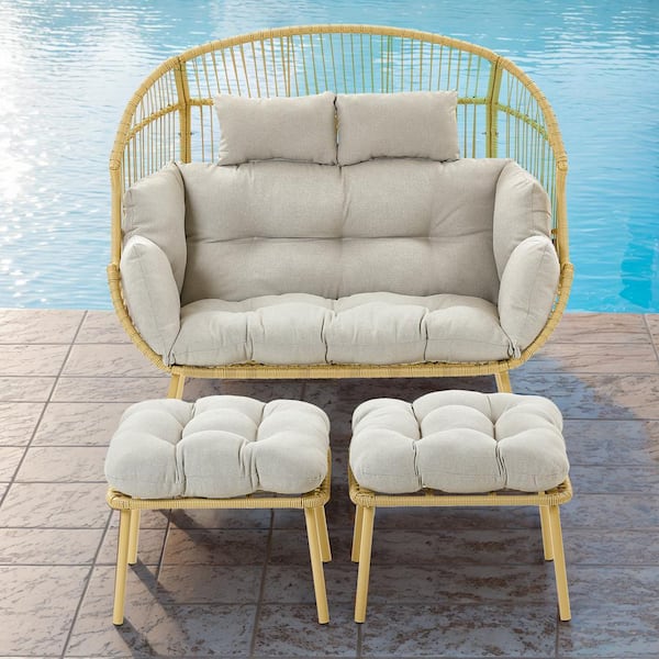 オットマン・スツール Egg chair Foot stool Pocassy DarkGray Wicker Outdoor Egg Chair Ottoman Steel