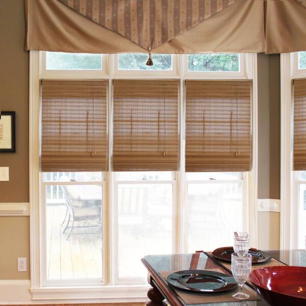 Radiance Pecan Westside Bamboo Roman Shade - 48 in. W x 64 in. L
